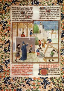 Ms 5064 fol.2v Construção de uma casa, de Livre des Prouffitz Champestres por Pietro de Crescenzi (1230-132021) de French School