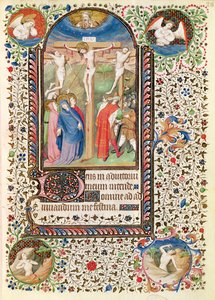 Ms. 547 fol.26 Crucificação, de um livro de horas usado por uma mulher de Poitiers de French School