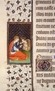 Sra. 62, f.205v: Virgem e Criança, detalhe de um Livro de Horas francês, c.1445-50 (vellum) de French School