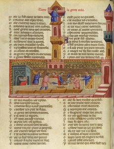 Ms 782 A construção de Tróia, ilustração de Le Roman de Troie por Benoit de St. Marc de French School