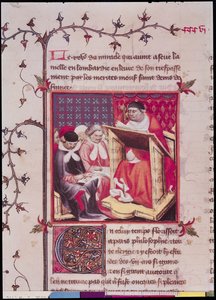 Pe. 2608 Fol.295v Professora da Universidade de Paris, das Grandes Chroniques de France, c.1400 de French School