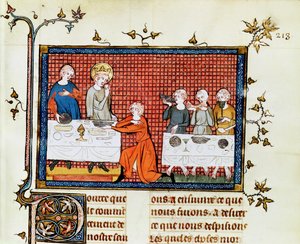 Sra. 5716 f.213 St. Louis Alimentando os Pobres, da Vida e Milagres de St. Louis, c.1330-40 de French School