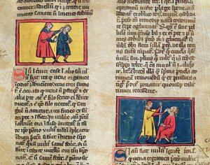 Ms H 89 Médicos e pacientes, de uma edição do Livro de Cirurgia de Rogier de Salerne de French School
