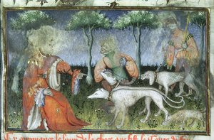 Ms Hunter 385 f.3r Caça, do Livro de Caça de Gaston de Foix de French School