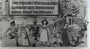 Senhora Lat 1173 f.20 Dança pastoral, das horas de Charles dAngouleme, c.1480 de French School