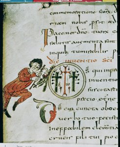 Ms Lat 1248 fol.76v Historiated inicial O, do Sacramentário de Gellone de French School