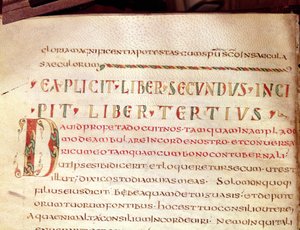 Ms Lat 1732 Fol.67v Historiated D inicial, de uma obra de Saint Ambroise (340-396) de French School