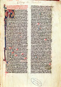 Ms de Vauclair 160 Fol.1 Página da Teologia Summa de São Tomás de Aquino (1225-74) de French School
