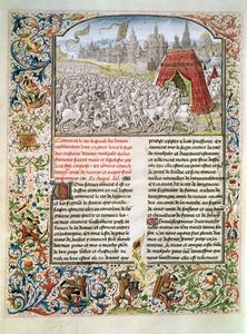 T.4 fol.230 Batalha de Nicópolis em 1396, fac-símile do manuscrito de Breslau, de Froissarts Chronicle, 1472 de French School
