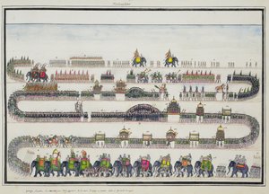 Muharram Ceremony, Faizabad, 1772 do The Gentil Album, publicado em 1774 de French School