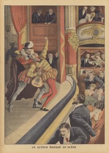 Assassinato de um ator em palco (litografia a cores) de French School