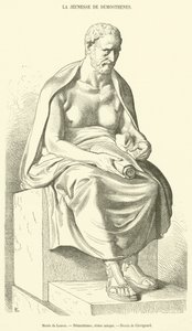 Musee du Louvre, Demóstenes, estátua antiga (gravura) de French School