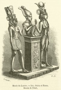 Musee du Louvre, Isis, Osiris e Horus (gravura) de French School