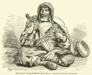 Músico judeu, figurino de Mogador em Marrocos (gravura) de French School