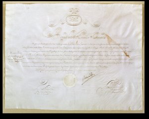 Napoleão Bonapartes (1769-1821) autorização para a compra de Louisiana pelos Estados Unidos, 30 de abril de 1803 (tinta sobre velino) de French School