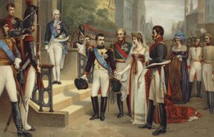 Napoleão I e a Rainha da Prússia (litografia colorida) de French School