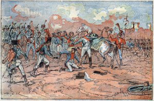Napoleão I, feridas em frente de Regensburg de French School