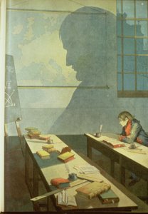 Napoleão em idade escolar, ilustração de "Bonaparte" de G. Montorgneil 1910 (litografia) de French School