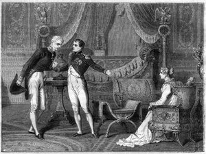 Napoleão, sua esposa Marie-Louise e o príncipe Metternich falando de French School