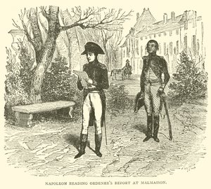 Relatório do ordenador de leitura Napoleão em Malmaison (gravura) de French School