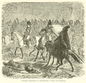 Napoleão surpreendido em Brienne por uma festa de cossacos (gravura) de French School