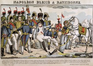 Napoleão ferido em Regensburg - imagem de Epinal de French School