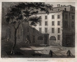 Casa nativa de Napoleão Bonaparte em Ajaccio (Córsega) - Local de nascimento de Napoleão Bonaparte a Ajaccio en Corsica - Gravura da "Pitoresca Itália" - Pintura histórica e descritiva da Itália" de M. de Norvins, Ch. Nodier 1834-1836. de French School