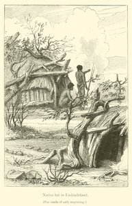 Cabana nativa em Endrachtland (gravura) de French School