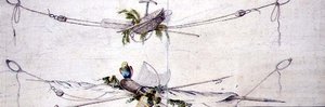 Desenho de cartucho náutico com papagaio, c.1800 (aguarela sobre papel) de French School