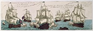 Compromissos navais entre as frotas francesa e inglesa durante a Revolução Americana em 1778 de French School
