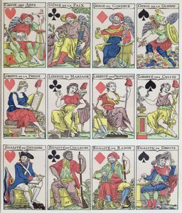 Novos designs de cartas de jogo que datam da Revolução Francesa, 1793 de French School