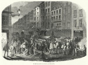 Mercado de Jornais, Rue Montmartre, Paris (gravura) de French School