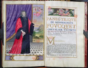 Ilustração de Nicolas Fouquet (1615-80) do panegírico dos homens ilustres do nosso século por Puget de la Serre, 1655 de French School
