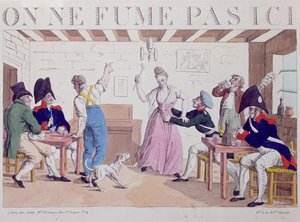 Não fumar caricatura contra a presença das tropas aliadas em Paris, 1815 (gravura a cores) de French School