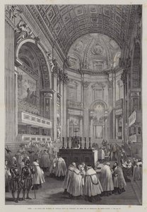 Transepto Norte da Basílica de São Pedro, Cidade do Vaticano, Roma, Itália (gravura) de French School