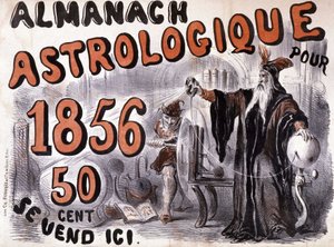 Nostradamus, astrólogo que ilumina o futuro - em "Almanach Astrologique" de 1856 de French School