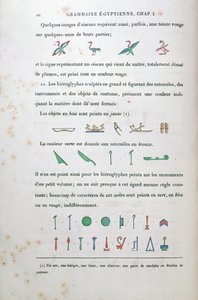 Notas sobre a coloração de certos hieróglifos, de Grammaire Egyptienne por Jean François Champollion (1790-1832) 1836 de French School