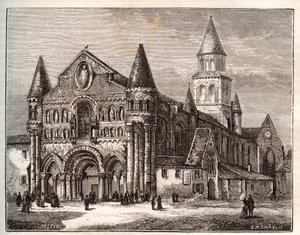 Notre Dame (Notre-Dame) de Poitiers - gravura em "La France illustree: geographie, histoire, administration statistique" de V.A. Malt-Brown. 1884 de French School