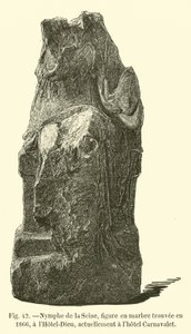 Ninfa do Sena, figura de mármore encontrada em 1866, no Hotel Dieu, atualmente no hotel Carnavalet de French School
