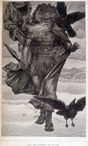 Odin, deus germânico da guerra e da poesia - gravura de French School