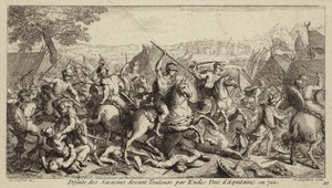 Odo, Duque da Aquitânia, derrotando os Umayyads na Batalha de Toulouse, 721 (gravura) de French School