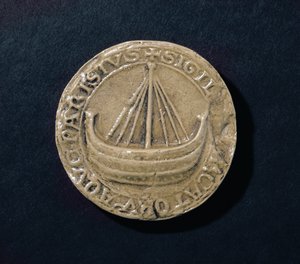 Um dos mais antigos selos sobreviventes da cidade de Paris, c.1210 (cera) de French School