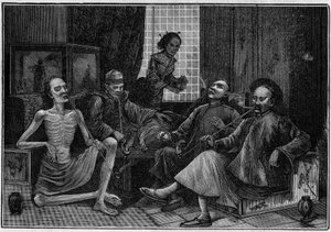 Fumadores de ópio no século XIX. de French School