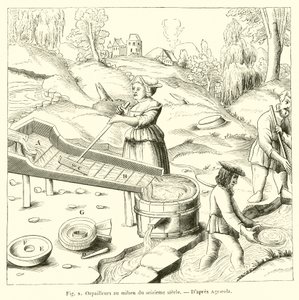 Pintores de ouro em meados do século XVI (gravura) de French School