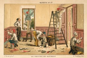 Pintura do interior de um edifício (chromolitho) de French School