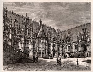 Palais de justice de Rouen antigo parlamento da Normandia - gravura em "France illustree: geography, history, statistical administration" de V.A. Malt-Brown. 1884 de French School