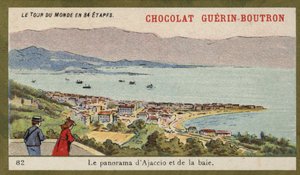 Panorama de Ajaccio e a baía (chromolitho) de French School