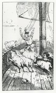 Ovelhas de Panurge, ilustração de &39;Gargantua and Pantagruel&39;, de François Rabelais (gravura) de French School