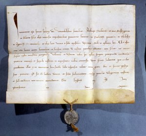 Touro papal do Papa Inocêncio IV (d.1254) contra os albigenses de French School
