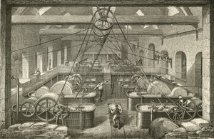 Fabrico de papel: pasta de trapo branqueador. Gravação c1870. de French School